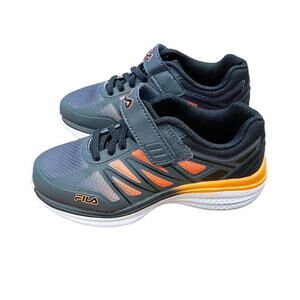 NEW FILA Boys Superstride 3 Strap Dark Shadow Vibrant Orange Little Kid Size 13